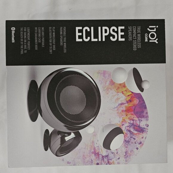 iJoy Eclipse True Wireless Portable Left-Right Stereo Speakers W/ Case Black NIB - Picture 6 of 10